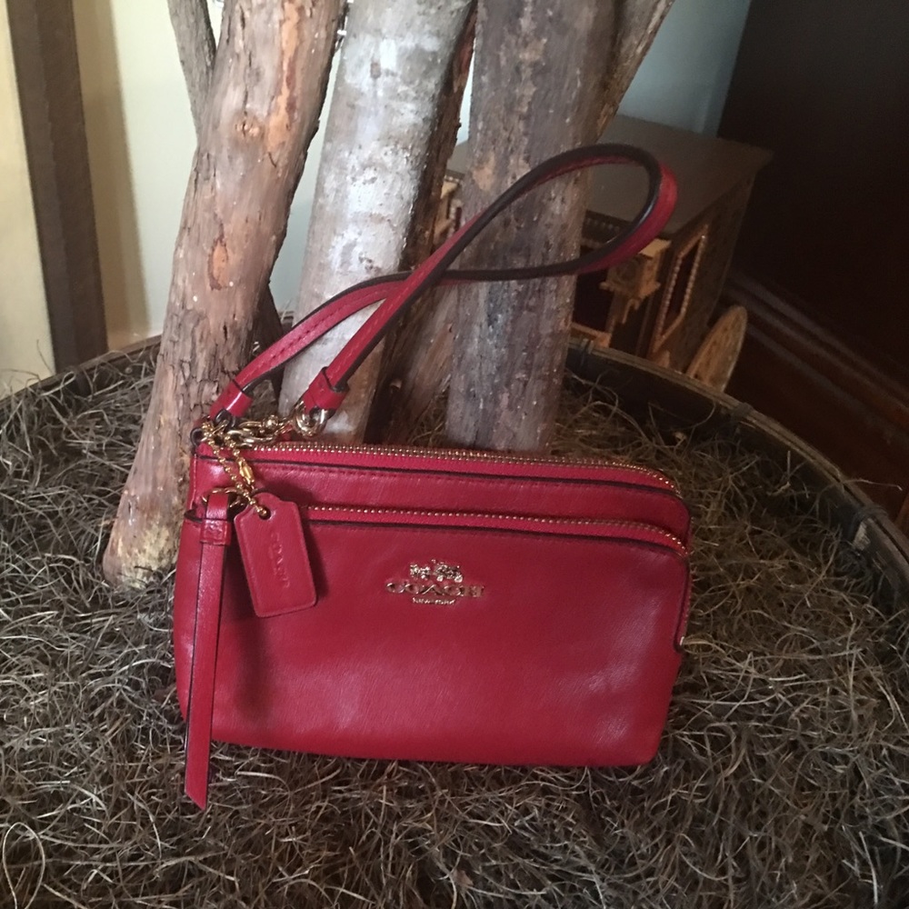 Coach Red Leather Wristlet